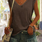 Women's Simple Solid Color V-neck Cover Sleeve Loose Tee
