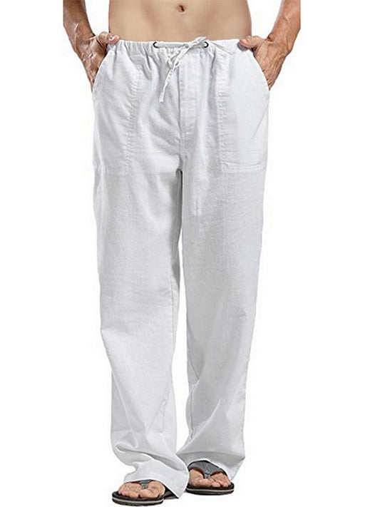 Men's Cotton Linen Loose Pocket Trousers