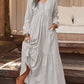 Women's Vintage Cotton Linen Long Sleeve Dress