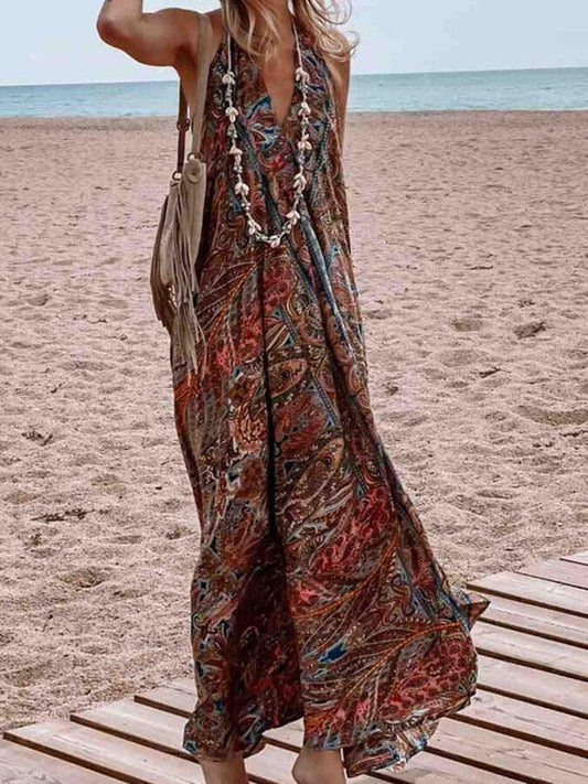 V Neck Bohemian Maxi Dress