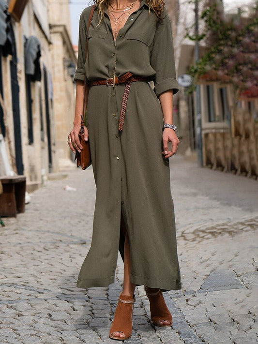 V-neck Fashion Loose Long Sleeve Dress