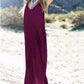 V-Neck Straps Solid Color Dress