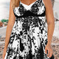 Floral Print Cool Shoulder String Plus Size Swimwear Dress
