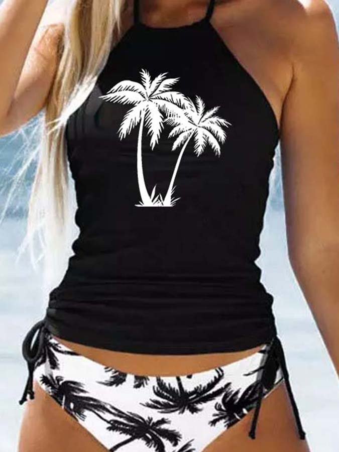 Palm Tree Print Bikini Set