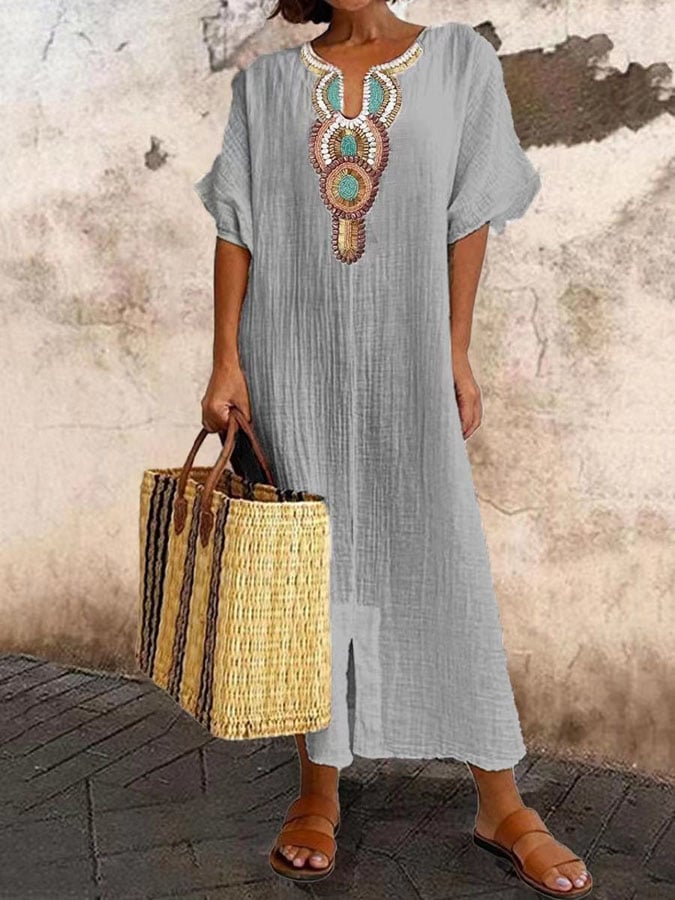 Women's Short Sleeve Casual Solid Color V-neck Dress