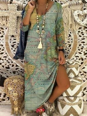 Vintage Map Of The World Painting Print Dress