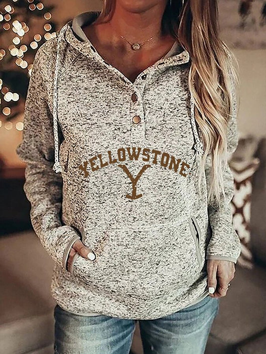 Women's Monogram Print Hooded Pocket Sweatshirt