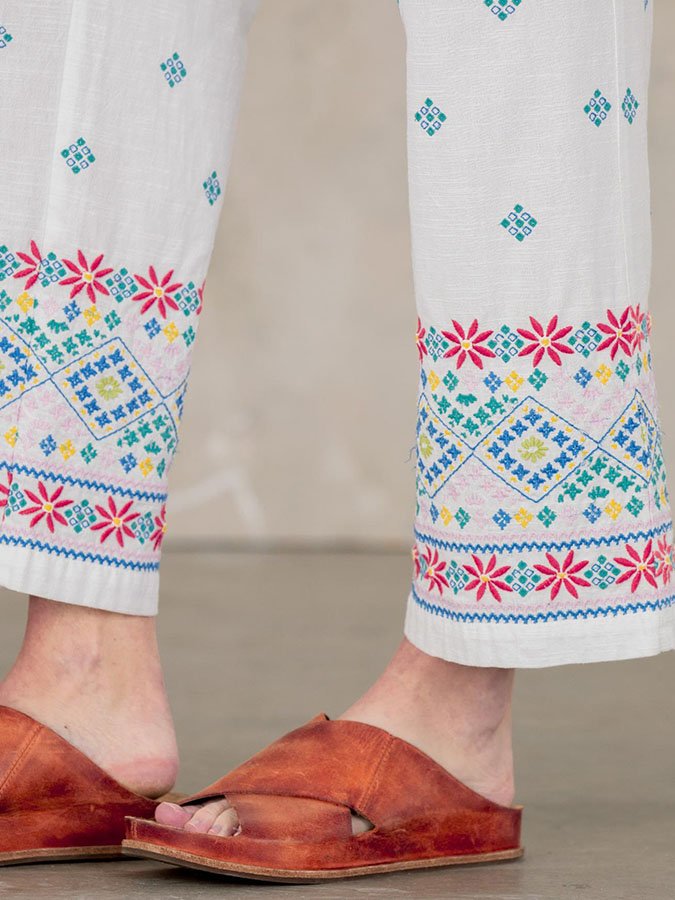 Vintage Print Pocket Trousers