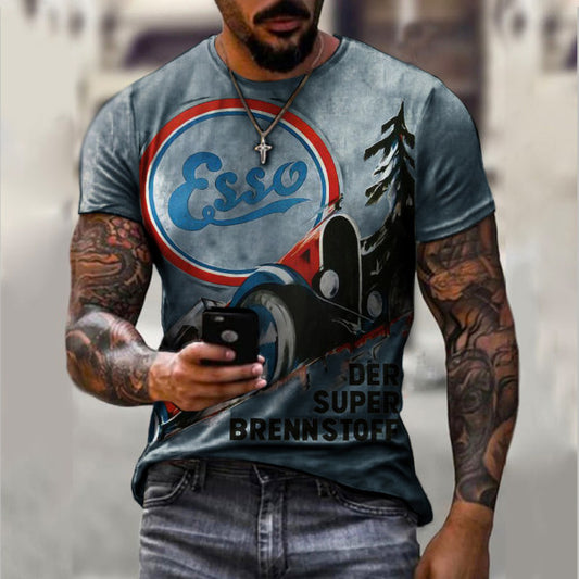 Men's Vintage Motor Oil Print T-shirt