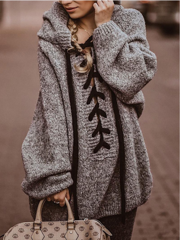 Casual Hoodie Cotton Solid Sweater coat