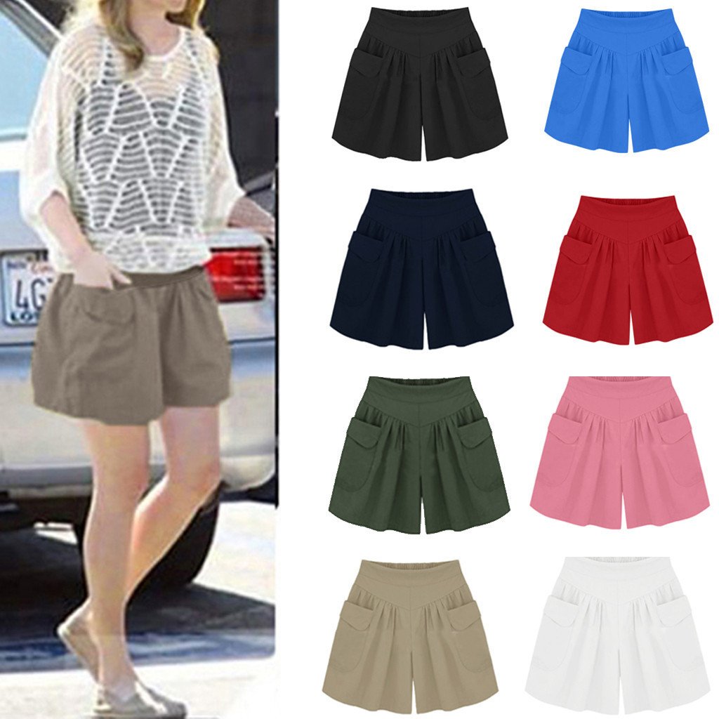 Hot SaleWomen Beach Casual Hot Shorts with Elastic Waistband