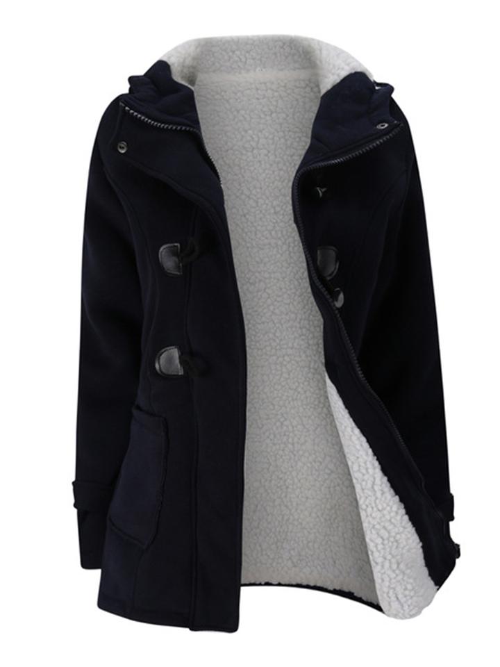 Casual Warm Plush Lined Hooded Jacket Coat