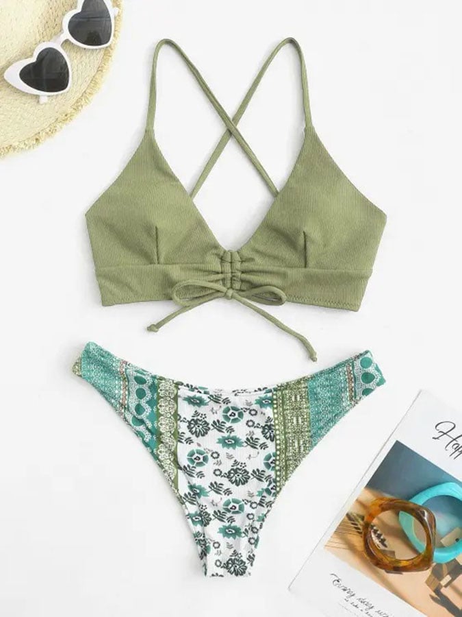 Vintage Bohemian printed pit bikini