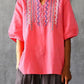 Women's Vintage Embroidery Cotton Linen Short Sleeves