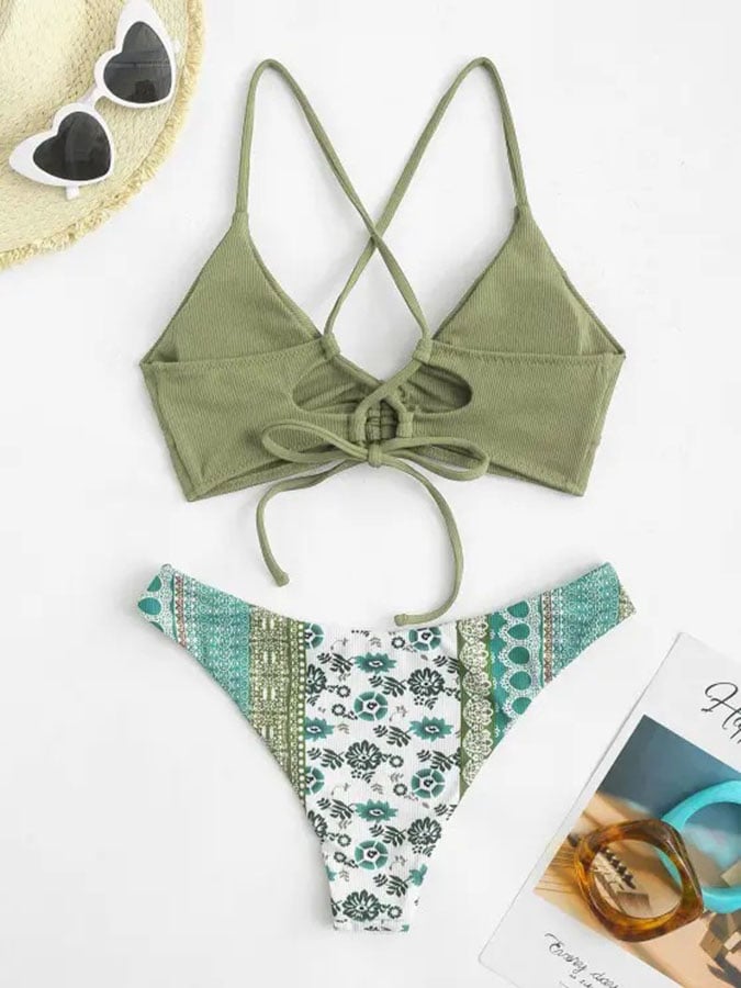 Vintage Bohemian printed pit bikini