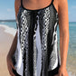 Bowknot Black Geometric Print Tankini Top Set
