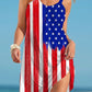 Women's Beach Independence Day Flag Print Dress