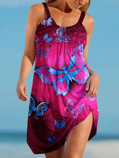 Butterfly Print Sexy Sling Beach Dress