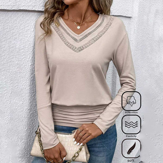 Apricot Plain V-Neck Top