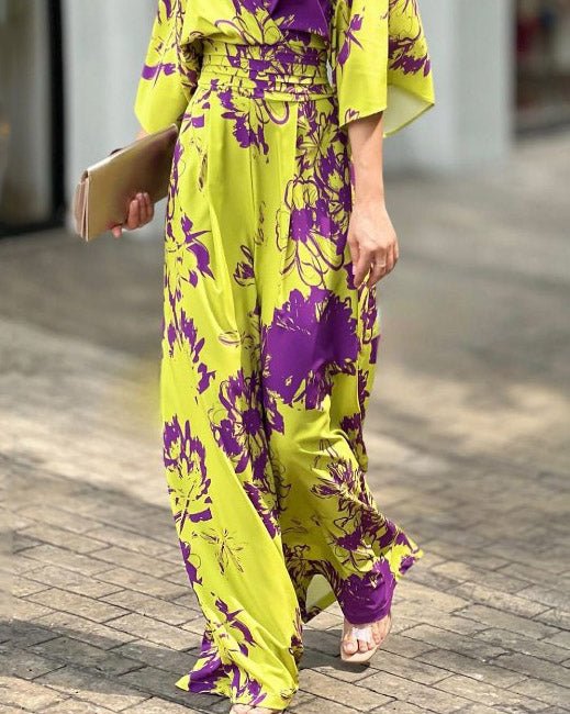 Printed V-Neck Jumpsuit