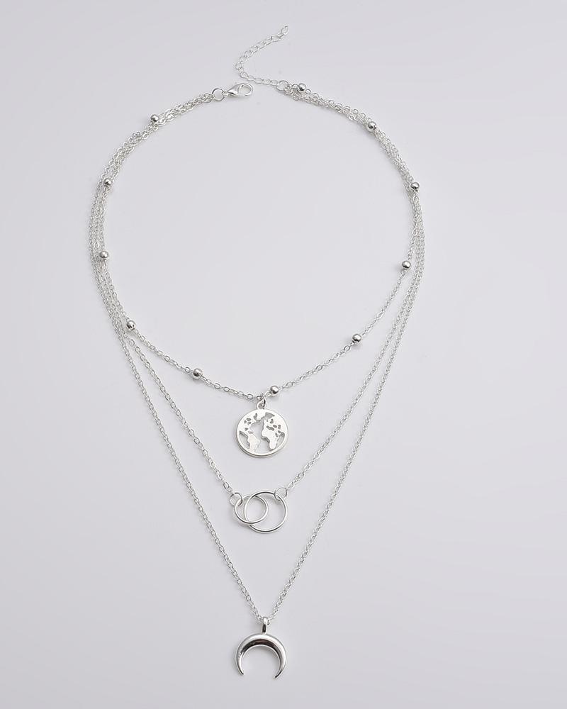 Multilayer Moon Map Necklace