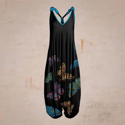 Butterfly Ethnic Print Harun Suspender Pants