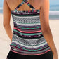 Tribal Print Multi Color Cross Strap Tankini Set
