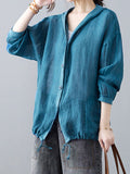 Women's Loose Casual Ramie Long Sleeve Shirt