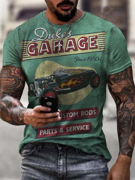 Mens Retro Dukes Of Garage Printed Casual T-shirt