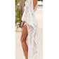 V Collar Sexy Halter Split Lace Vacation Dress