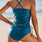 Drawstring Print Swimsuit