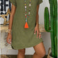 V-Neck Solid Color Shift Dresses