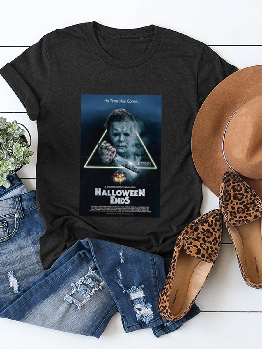 Women's Halloween Funny Pumpkin Killing Print T-Shirt