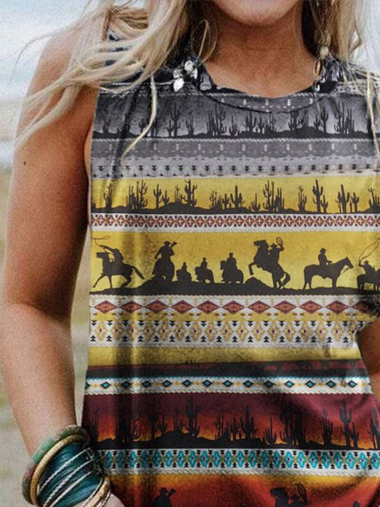 Western Vintage Print Tank Top