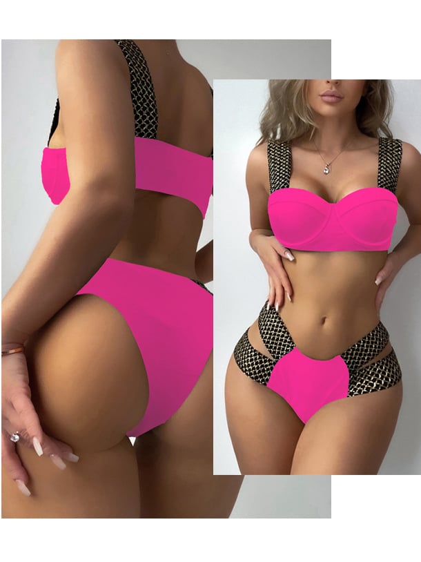 Fashion Split Two-Piece Steel Push-Up Swimsuit