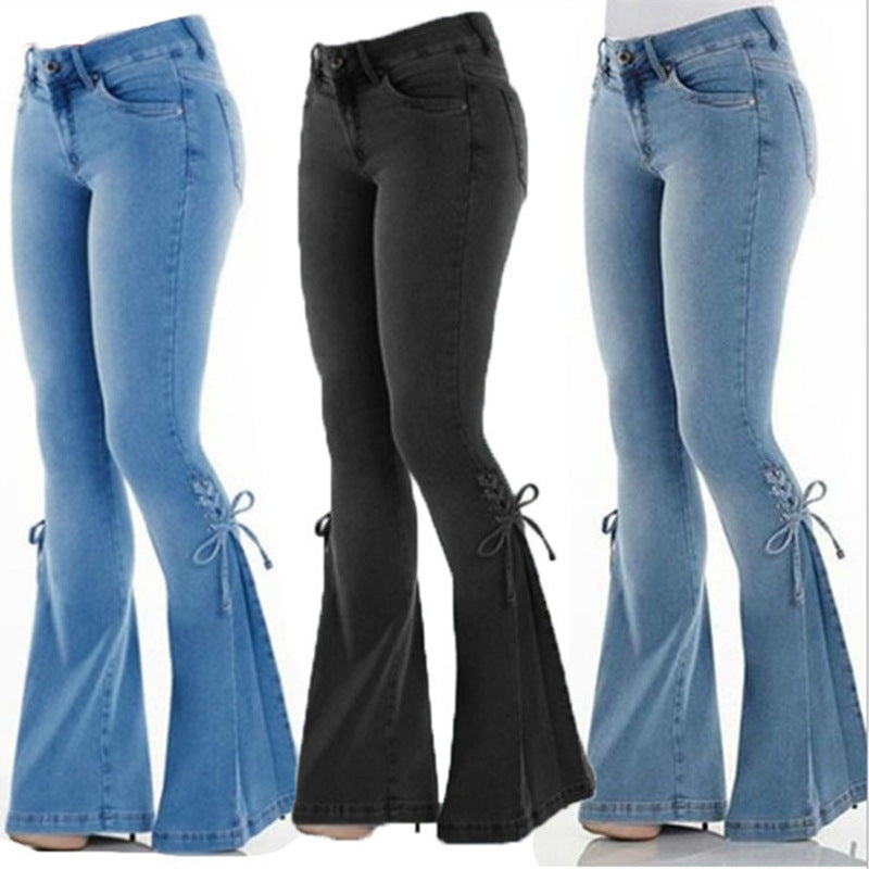 70s Hip Hugger Bell Bottoms Stretchy Jeans
