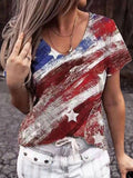 Women's Flag Print Casual Tee Shirt