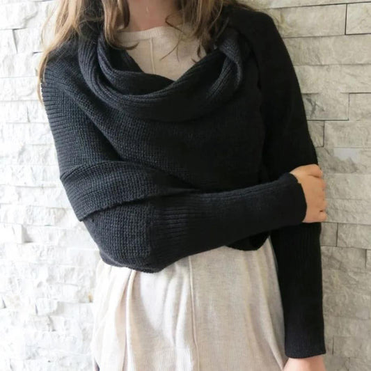 Trendy Knitted Sweater-Scarf With Sleeves