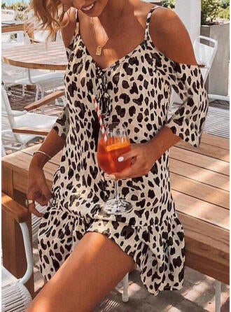 Women's Leopard Shift Mini Dress