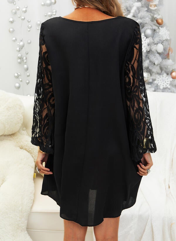 Women's Lace Flare Sleeves Mini Dress