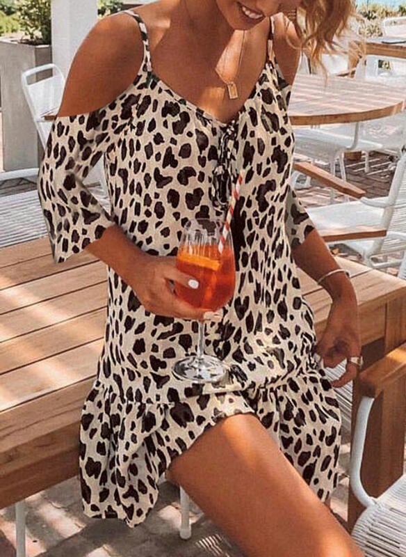 Women's Leopard Shift Mini Dress
