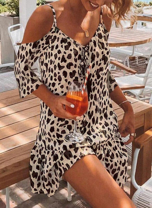 Women's Leopard Shift Mini Dress