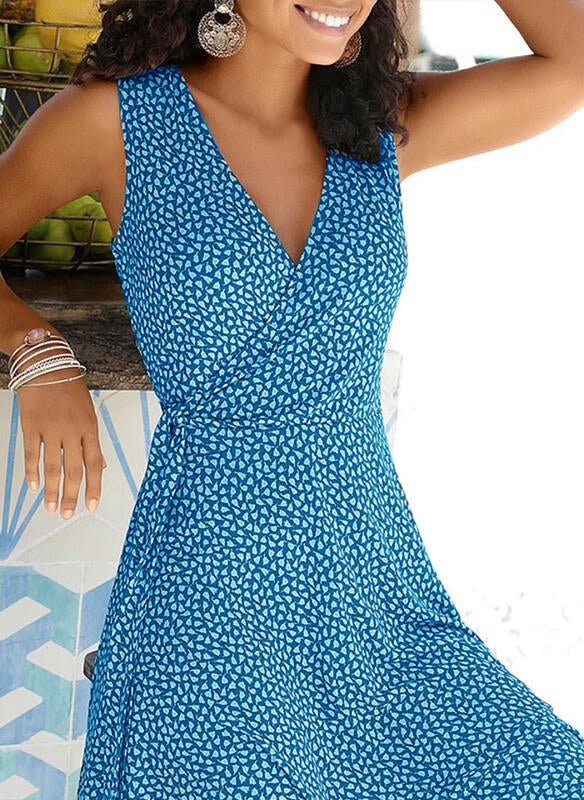 Women's Sleeveless V-neck Knee Length Dresses