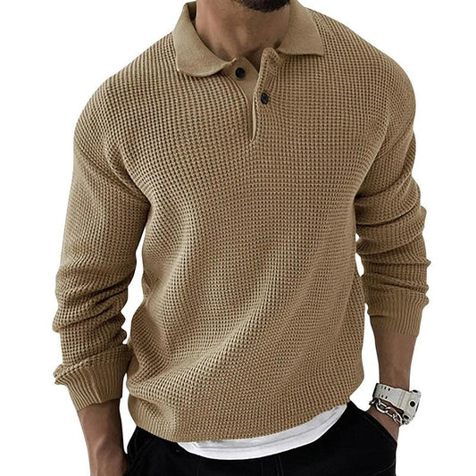 Men's Lapel Knit Button Pullover Sweater 68765777X