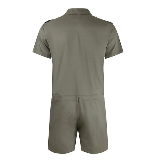 Men's Casual Zipper Short -Sleeved Jumpsuit 43179373Y