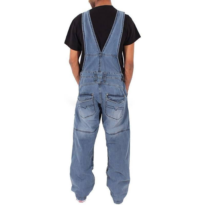 Men's Loose Denim Multi-Pocket Cargo Overalls 50540101Y