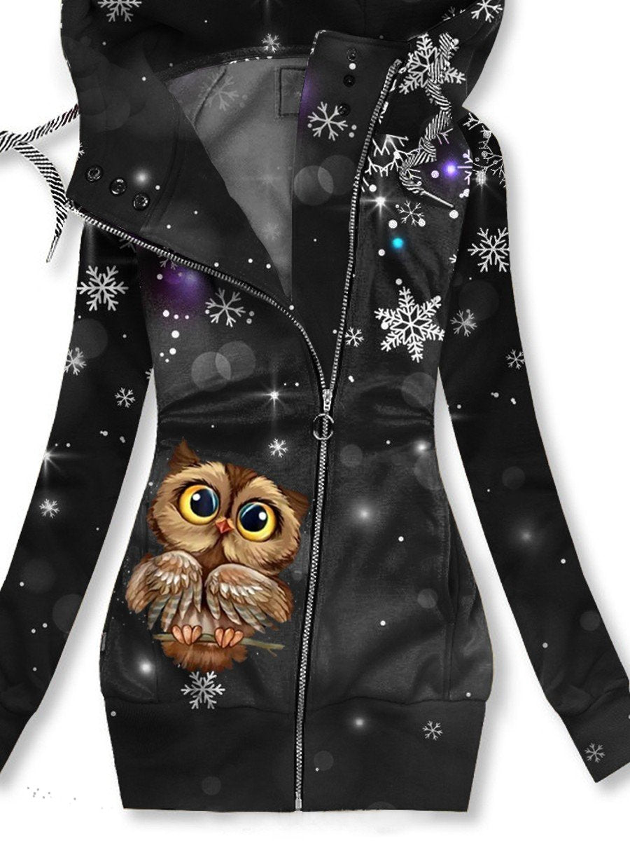Women's Winter Vintage Owl Print Casual Sweatshirt