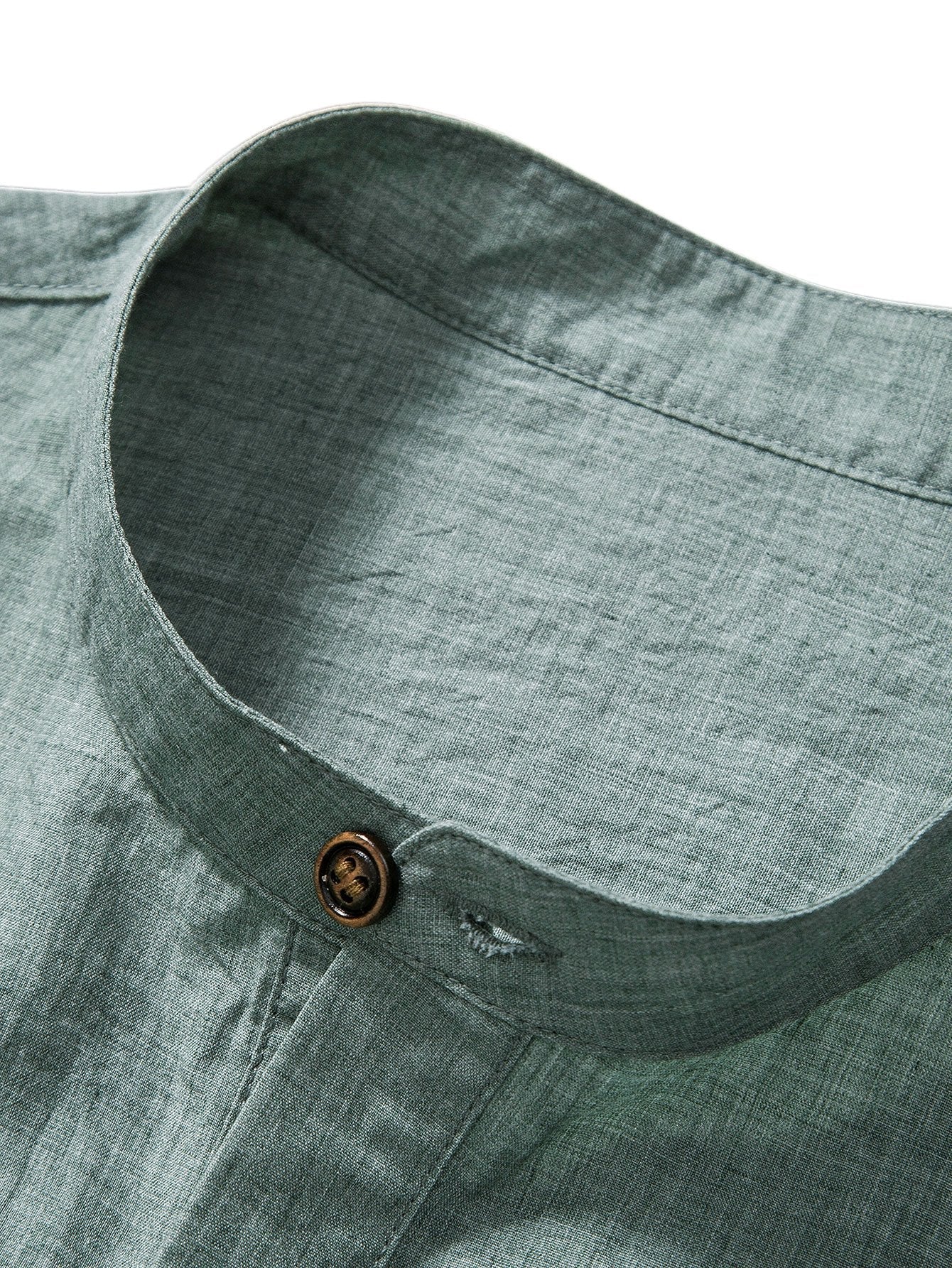 Short Sleeve Half Button Fly Henley Collar Shirt & Straight Leg Linen Pants