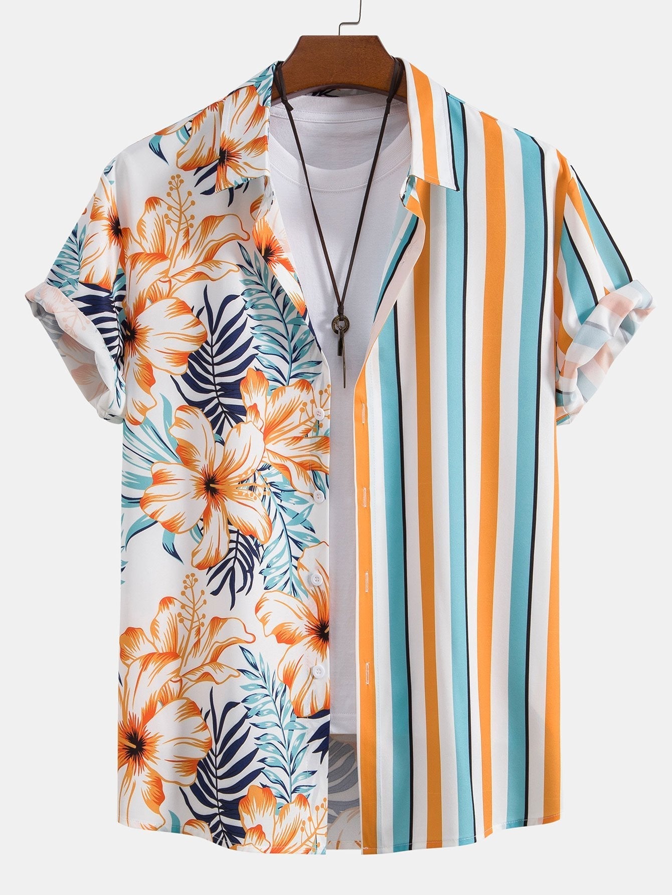 Tropical Stripe Panel Shirt & Swim Shorts