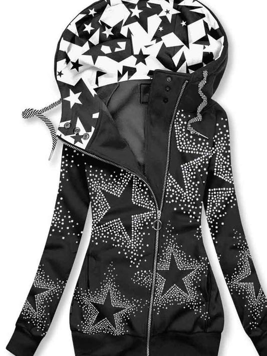 Women's Star Art Print Sweatjacke